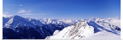 Mountain range covered with snow, Valle DAosta, Italy