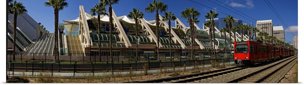 MTS commuter train moving on tracks San Diego Convention Center San Diego California