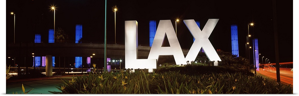 Neon sign at an airport, LAX Airport, City Of Los Angeles, Los Angeles County, California, USA