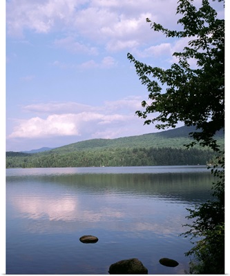 New York, Adirondack State Park, Adirondack Mountains, Reflection of clouds in Franklin Falls pond