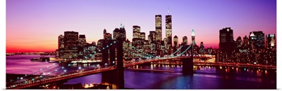 New York City, Brooklyn Bridge, twilight