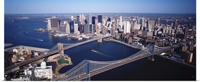 New York, Lower Manhattan, Brooklyn Bridge and Manhattan Bridge