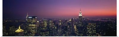 New York, New York City, aerial, twilight