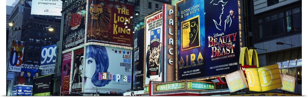 New York State, New York City, Times Square, Billboards on buildings in a city