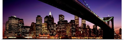 Night Brooklyn Bridge Skyline New York City NY