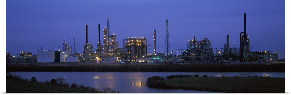 Oil refinery at dusk Texas