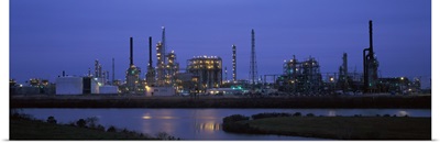 Oil refinery at dusk Texas