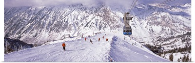 Overhead cable car in a ski resort, Snowbird Ski Resort, Utah