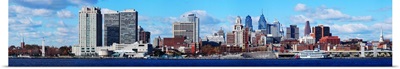 Panoramic view of a city at the waterfront, Delaware River, Philadelphia, Pennsylvania