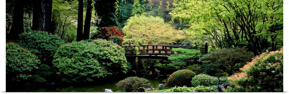 Panoramic view of a garden, Japanese Garden, Washington Park, Portland, Oregon