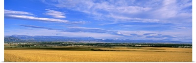 Panoramic view of rocky mountains thirty miles outside of Boulder , Colorado