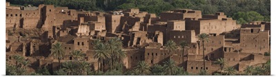 Panoramic view of the Kasbah of Tinerhir in disrepair, Morocco