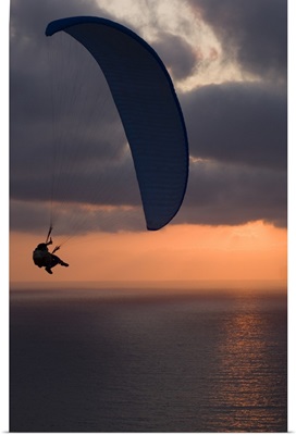 Paraglider flying in the sky over an ocean, Pacific Ocean, San Diego, California
