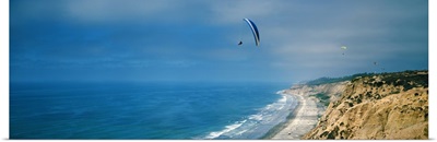 Paragliders over the coast La Jolla San Diego California