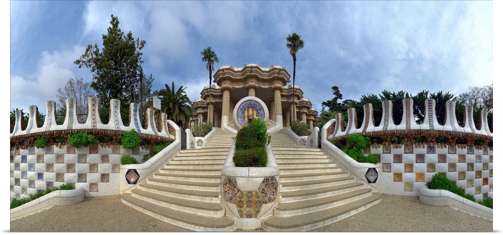 Park Guell by architect Antoni Gaudi, Barcelona, Catalonia, Spain.