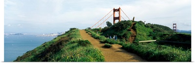 Path leading towards a suspension bridge, Golden Gate Bridge, San Francisco, California