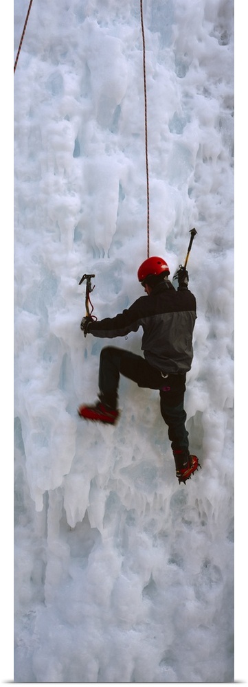 Ice Climber, Ice Climbing Wall, Banff National Park, Alberta, Canada