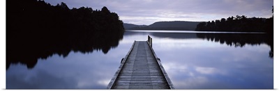 Pier in a lake, Lake Mapourika, South Island, New Zealand