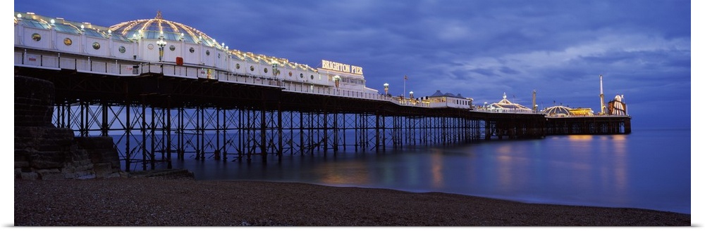 Pier lit up at dusk Brighton Pier Brighton East Sussex England