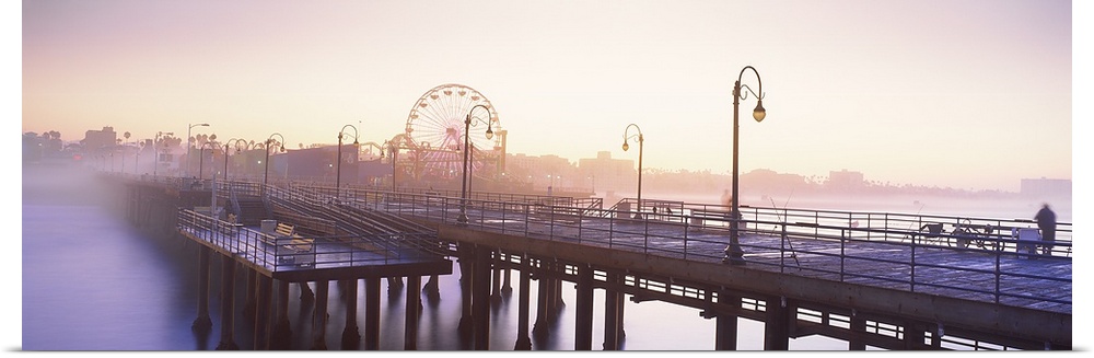 Pier with ferris wheel in the background, Santa Monica Pier, Santa Monica, Los Angeles County, California, USA