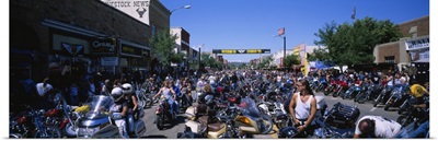 Racers preparing for motorcycle rally, Sturgis, South Dakota