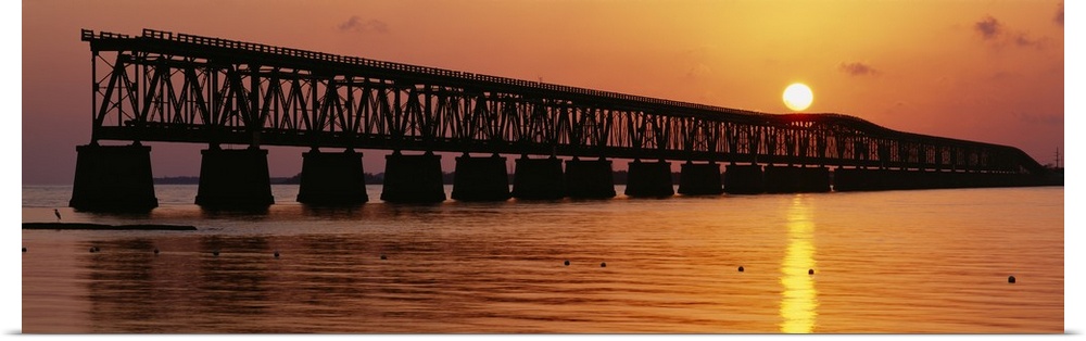 Railroad bridge at sunset, Florida Keys, Florida