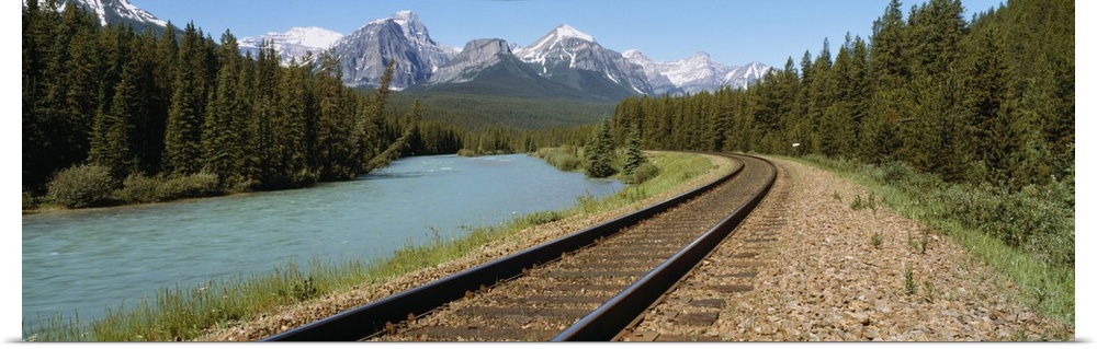 Railroad Tracks Bow River Alberta Canada