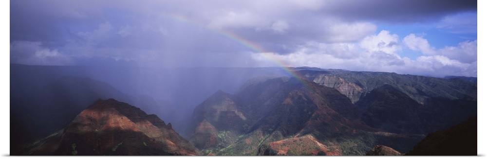 Rainbow over a canyon, Waimea Canyon, Kauai, Hawaii