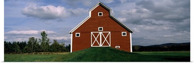 Red barn in a farm, Vermont,