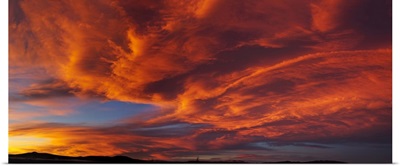 Red dramatic sky during sunset, Taos, Taos County, New Mexico
