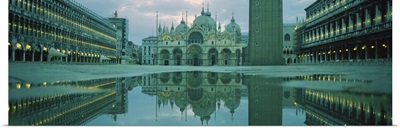 Reflection of a cathedral on water, St. Marks Cathedral, St. Marks Square, Venice, Veneto, Italy
