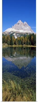 Reflection of a mountain in a lake, Lake Misurina, Alto Adige, Trentino Alto Adige, Italy