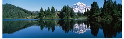 Reflection of a mountain in a lake, Mt Rainier, Mt Rainier National Park, Pierce County, Washington State