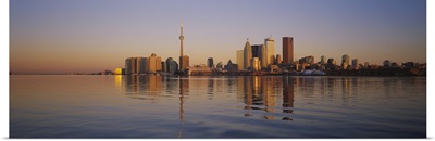 Reflection of buildings in water, CN Tower, Toronto, Ontario, Canada