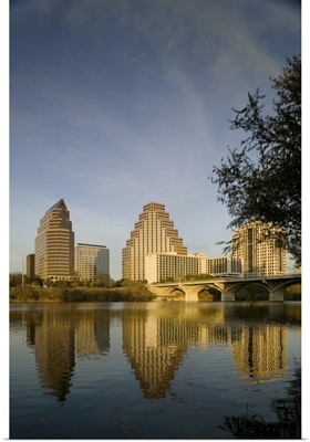 Reflection of buildings in water, Town Lake, Austin, Texas