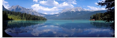 Reflection of mountain on Emerald Lake, Yoho National Park, British Columbia, Canada