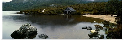 Reflection of mountains in a lake, Dove Lake, Tasmania, Australia