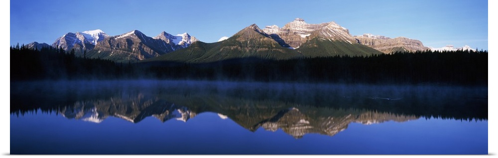 Reflection of mountains in a lake, Lake Herbert, Banff National Park, Alberta, Canada
