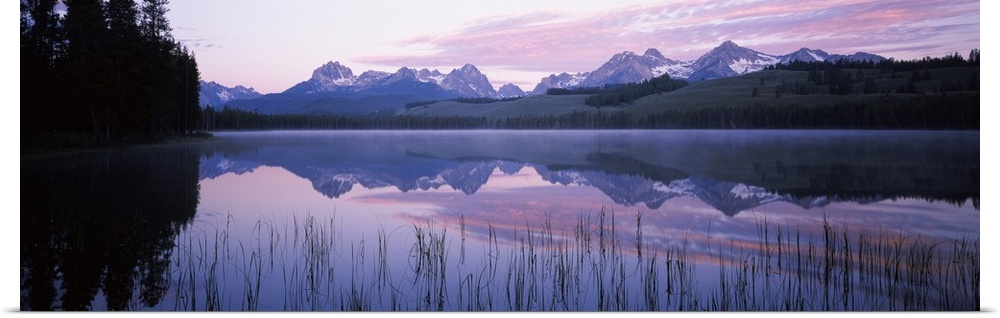 Reflection of mountains in a lake Little Redfish Lake Sawtooth National Recreation Area Custer County Idaho