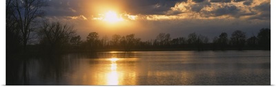 Reflection of sun in water, West Memphis, Arkansas