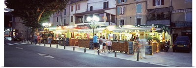 Restaurants at roadside, Anduze, Gard, Languedoc Roussillon, France