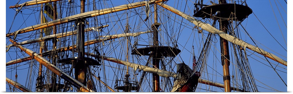 Rigging of a tall ship, Finistere, Brittany, France