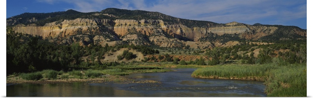 River in front of a mountain, Chama River Canyon Wilderness Area, New Mexico