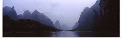 River passing through a hill range, Guilin Hills, Li River, Yangshuo, China