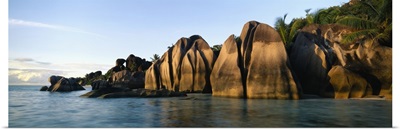 Rock formations at the waterfront, Anse Source Dargent Beach, La Digue Island, Seychelles