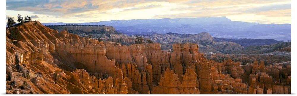 Rock formations in a canyon from Sunrise Point, Bryce Amphitheater, Bryce Canyon National Park, Utah, USA.