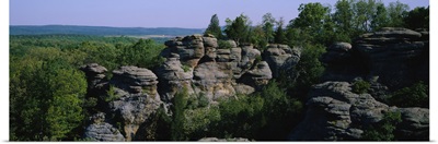 Rock formations in a forest, Camel Rock, Garden of the Gods Recreation Area, Shawnee National Forest, Illinois