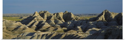 Rock formations on a landscape, Badlands National Park, South Dakota