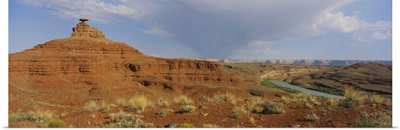 Rock formations on a landscape, Mexican Hat, San Juan county, Utah