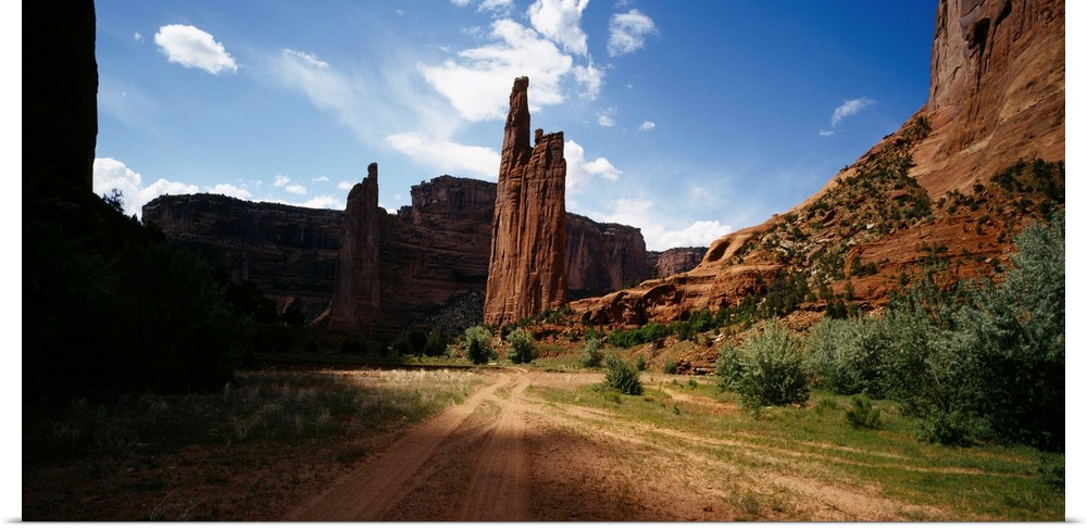 Rock formations on a landscape, Spider Rock, Canyon De Chelly, Arizona